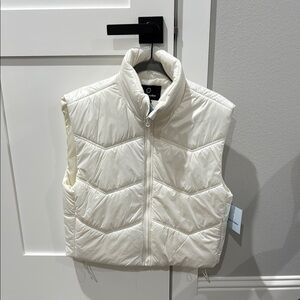 White Quilted Puffer Vest medium
